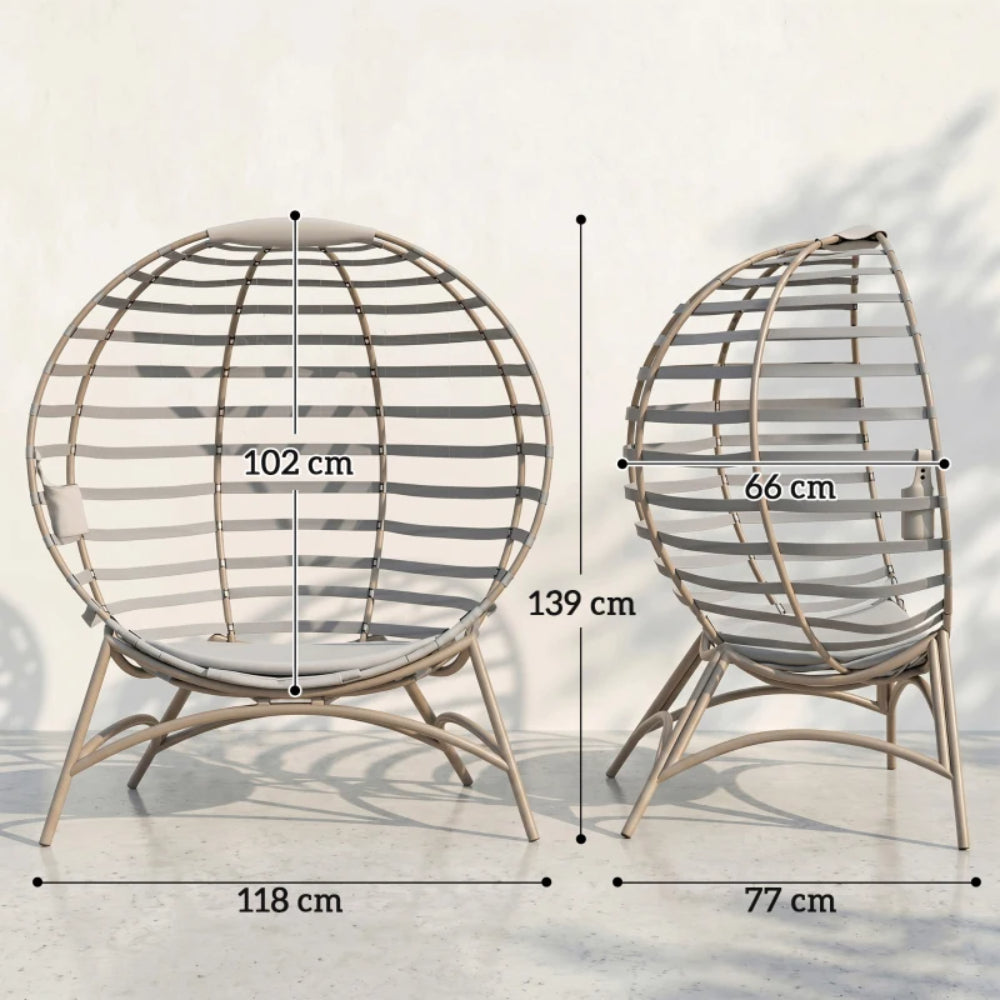 Outsunny Egg Chair with Cushion & Side Pocket