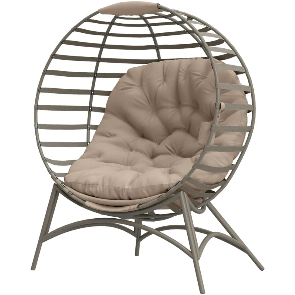 Outsunny Egg Chair with Cushion & Side Pocket