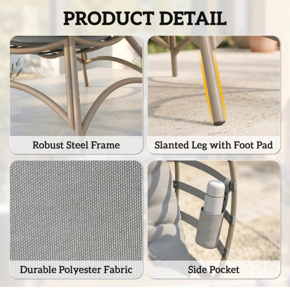 Outsunny Egg Chair with Cushion & Side Pocket