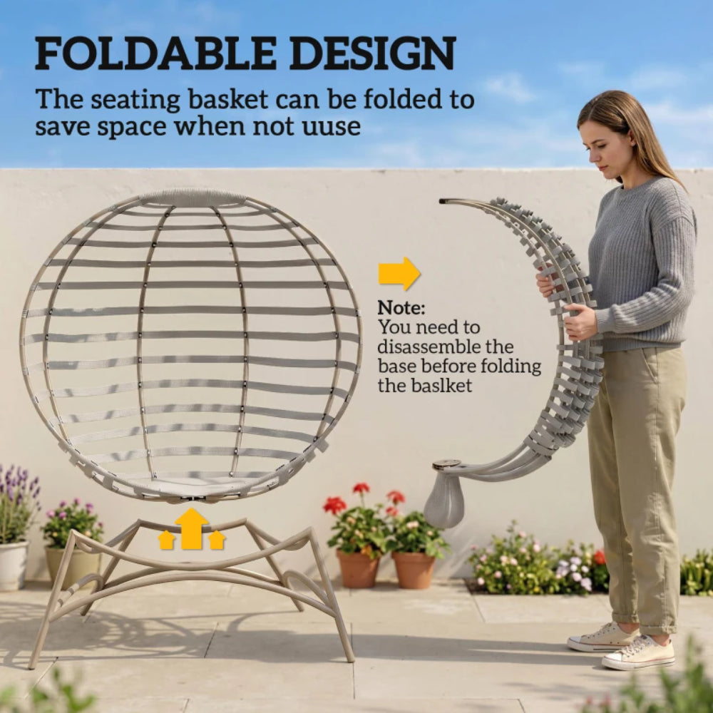 Outsunny Egg Chair with Cushion & Side Pocket