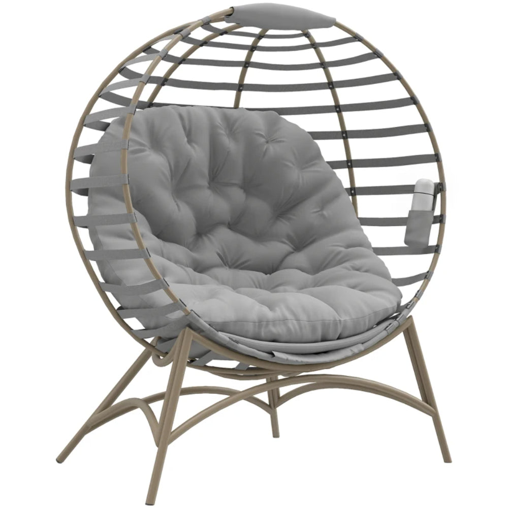 Outsunny Egg Chair with Cushion & Side Pocket