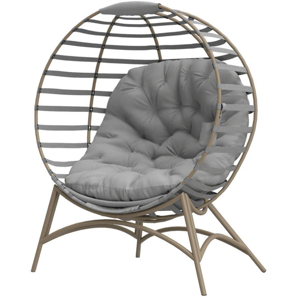 Outsunny Egg Chair with Cushion & Side Pocket