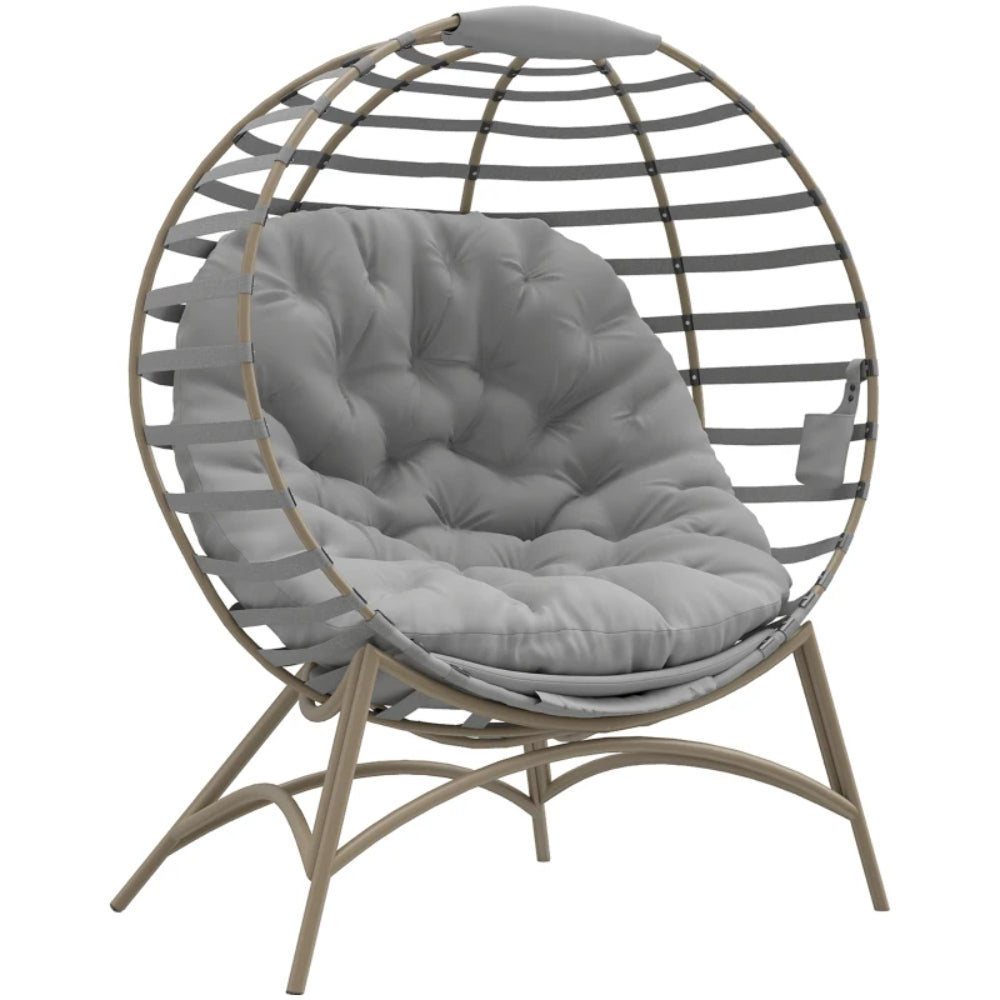 Outsunny Egg Chair with Cushion & Side Pocket