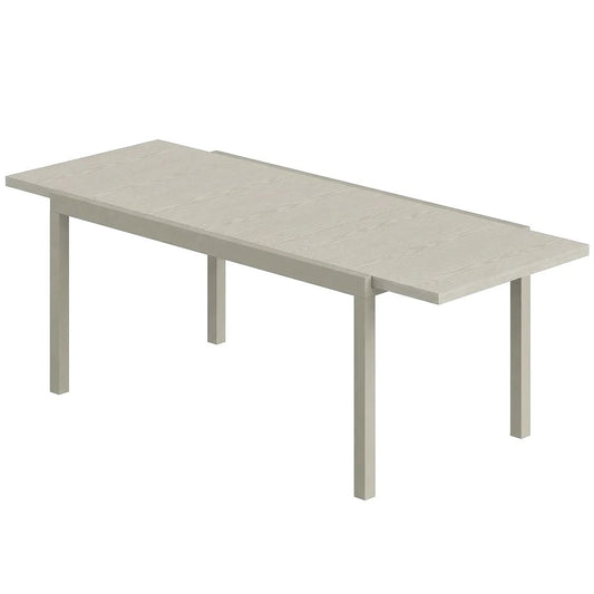 Outsunny Extending Garden Table, Aluminium Outdoor Dining Table for 8-10 with Wood-Like Grained Surface, Light Grey Wood Effect 