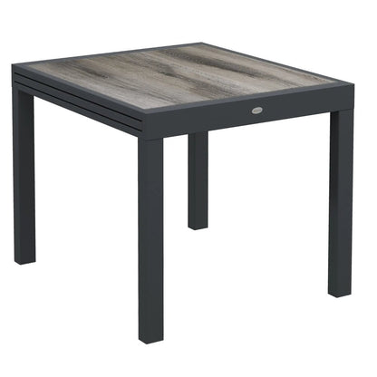 Outsunny Extending Garden Table, Outdoor Dining Table for 6, Aluminium Frame Rectangular Patio Table with Plastic Board Tabletop,80/160L x 80W x 75H cm 10