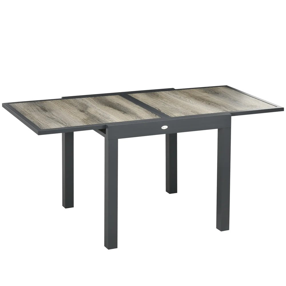 Outsunny Extending Garden Table, Outdoor Dining Table for 6, Aluminium Frame Rectangular Patio Table with Plastic Board Tabletop,80/160L x 80W x 75H cm 11