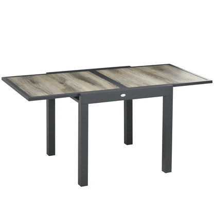 Outsunny Extending Garden Table, Outdoor Dining Table for 6, Aluminium Frame Rectangular Patio Table with Plastic Board Tabletop,80/160L x 80W x 75H cm 11
