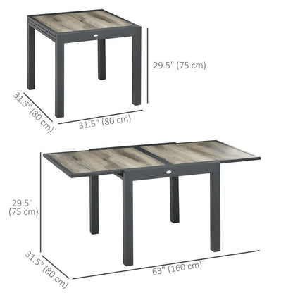 Outsunny Extending Garden Table, Outdoor Dining Table for 6, Aluminium Frame Rectangular Patio Table with Plastic Board Tabletop,80/160L x 80W x 75H cm 13