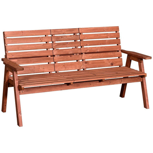 Outsunny Fir Wood Convertible 2 to 3 Seater Outdoor Garden Bench Wood Tone 