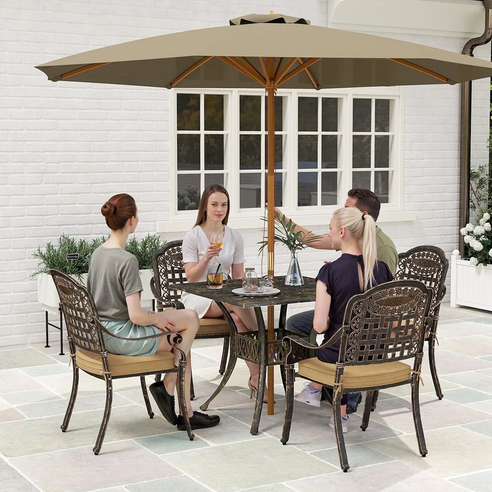 Outsunny Five-Piece Cast Aluminium Garden Dining Set - Bronze Tone 1