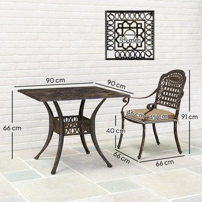 Outsunny Five-Piece Cast Aluminium Garden Dining Set - Bronze Tone 2