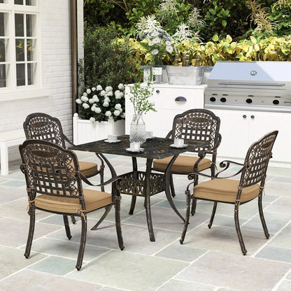 Outsunny Five-Piece Cast Aluminium Garden Dining Set - Bronze Tone 7