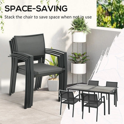 Outsunny Five-Piece Casual Outdoor Dining Set, with Wood-Effect Table - Grey 3