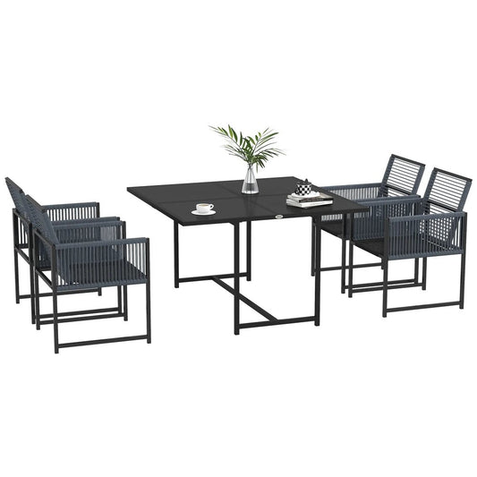 Outsunny Five-Piece Metal Dining Set, with Folding Back Chairs 