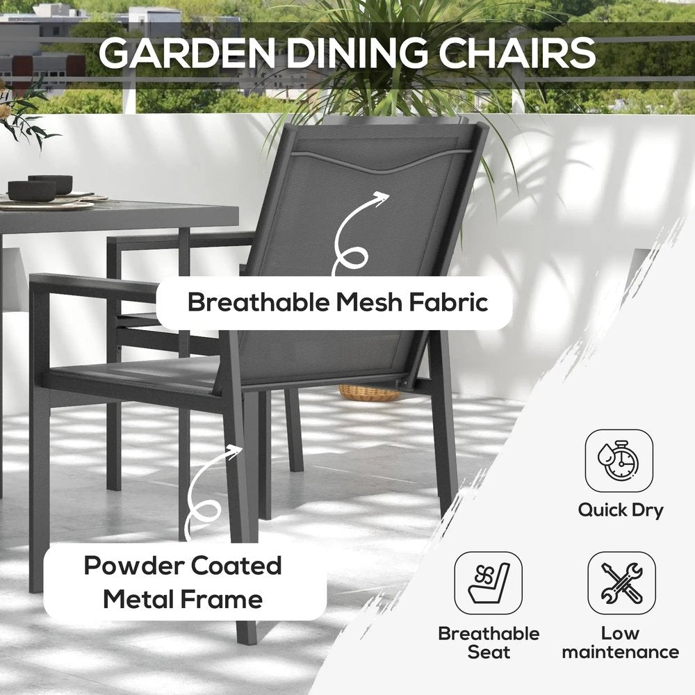 Outsunny Five-Piece Metal Dining Set, with Glass-Top Table 14