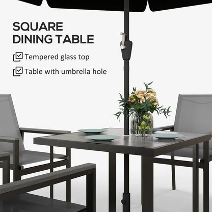 Outsunny Five-Piece Metal Dining Set, with Glass-Top Table 15