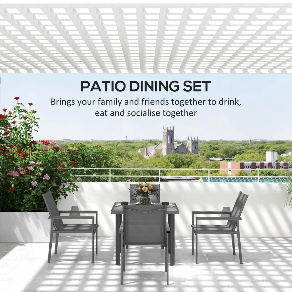 Outsunny Five-Piece Metal Dining Set, with Glass-Top Table 16