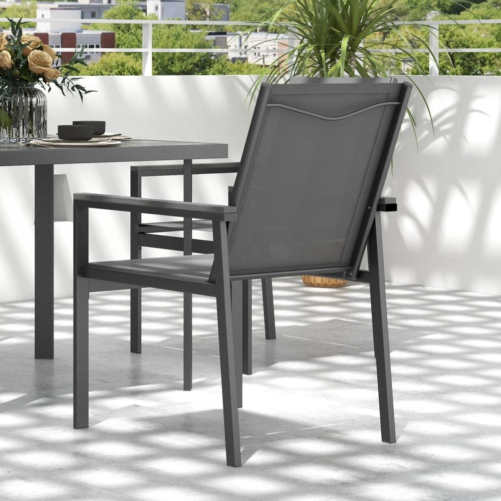 Outsunny Five-Piece Metal Dining Set, with Glass-Top Table 19