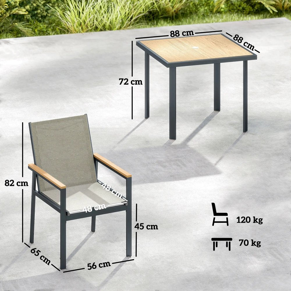 Outsunny Five-Piece Metal Dining Set, with Glass-Top Table 2