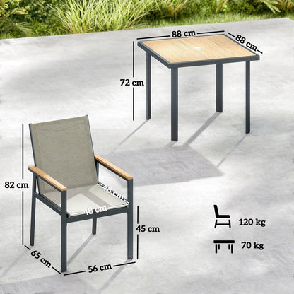 Outsunny Five-Piece Metal Dining Set, with Glass-Top Table 2