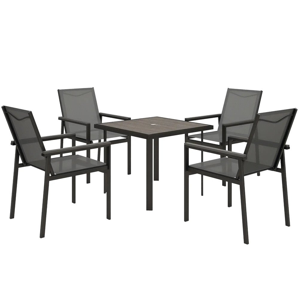 Outsunny Five-Piece Metal Dining Set, with Glass-Top Table 20