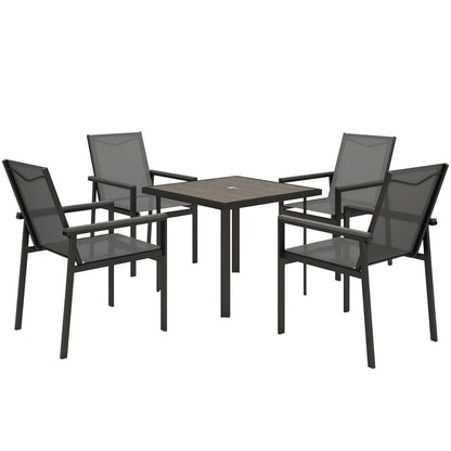 Outsunny Five-Piece Metal Dining Set, with Glass-Top Table 20
