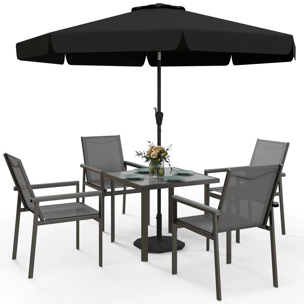 Outsunny Five-Piece Metal Dining Set, with Glass-Top Table 21