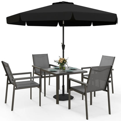 Outsunny Five-Piece Metal Dining Set, with Glass-Top Table 21