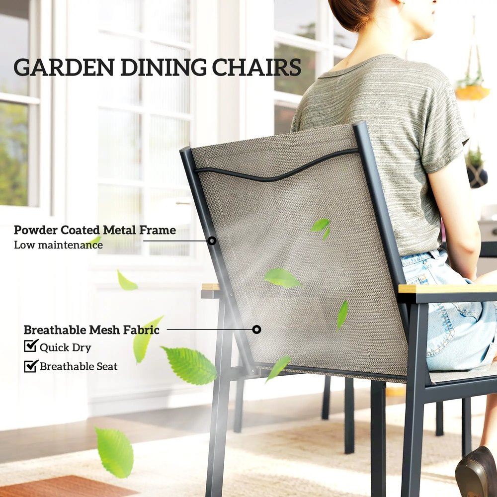 Outsunny Five-Piece Metal Dining Set, with Glass-Top Table 3