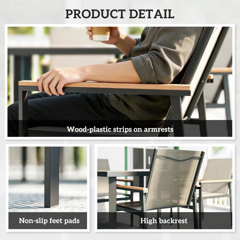 Outsunny Five-Piece Metal Dining Set, with Glass-Top Table 6