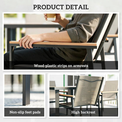 Outsunny Five-Piece Metal Dining Set, with Glass-Top Table 6