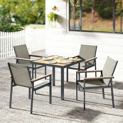 Outsunny Five-Piece Metal Dining Set, with Glass-Top Table 9