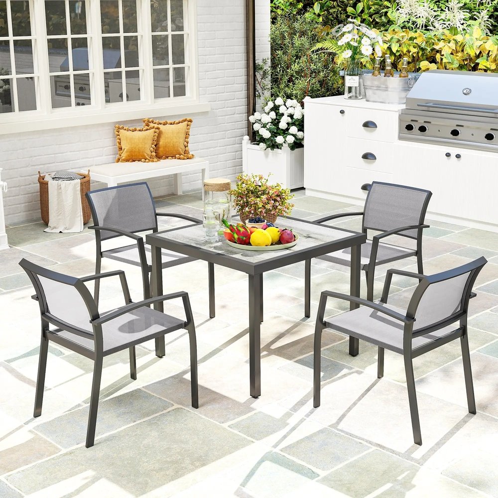 Outsunny Five-Piece Outdoor Garden Dining Set - Grey 1