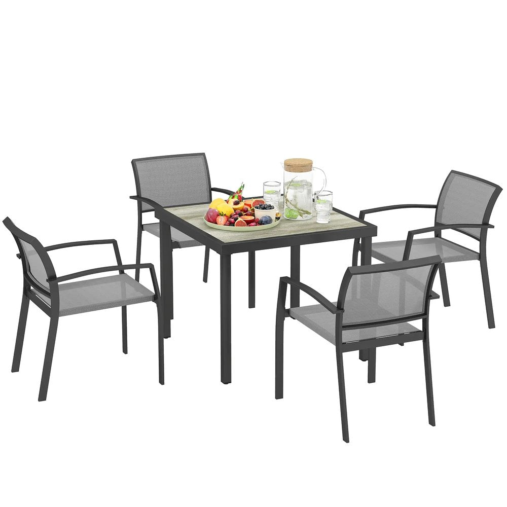 Outsunny Five-Piece Outdoor Garden Dining Set - Grey 10