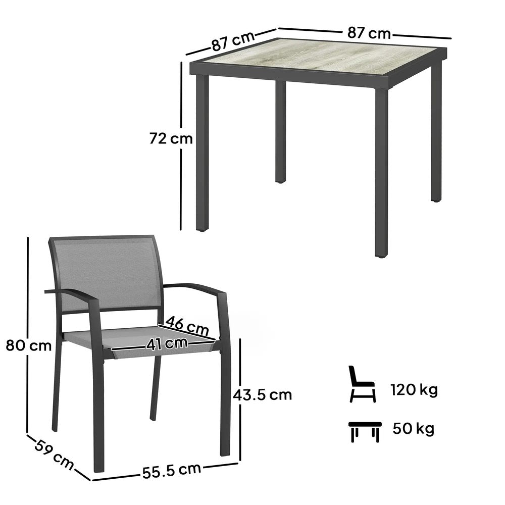 Outsunny Five-Piece Outdoor Garden Dining Set - Grey 2