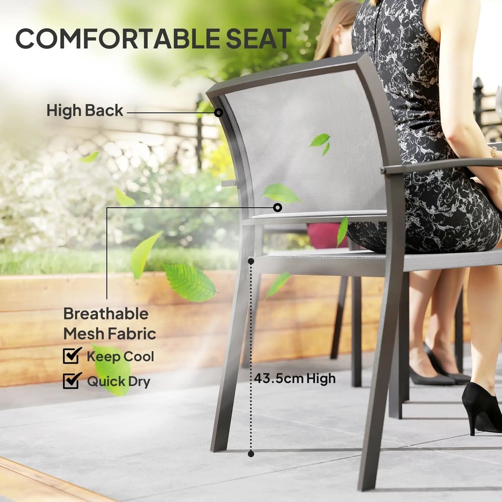 Outsunny Five-Piece Outdoor Garden Dining Set - Grey 5