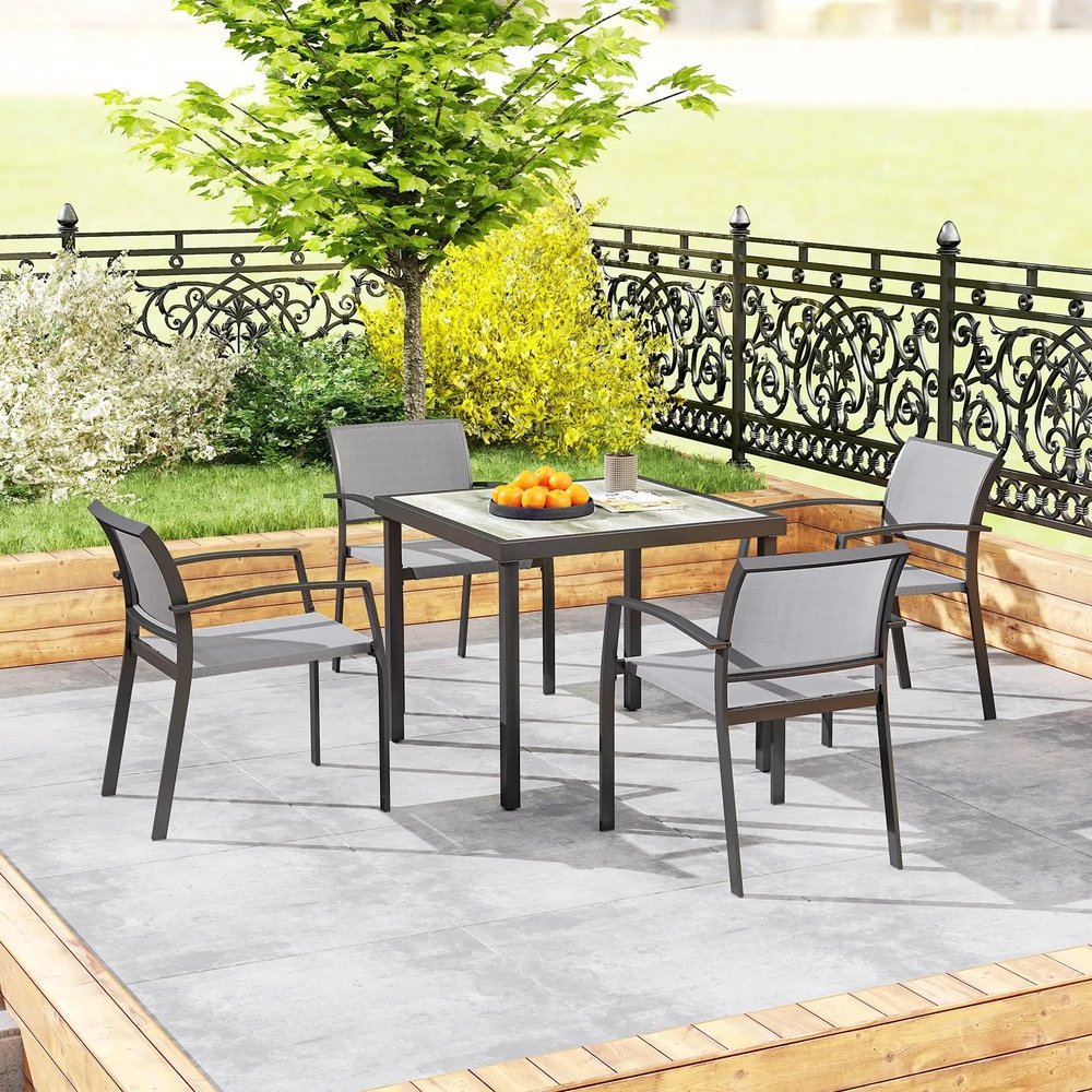 Outsunny Five-Piece Outdoor Garden Dining Set - Grey 7