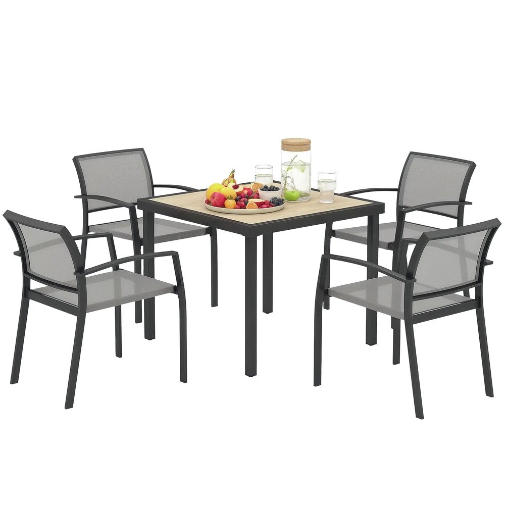 Outsunny Five-Piece Outdoor Garden Dining Set - Grey 9