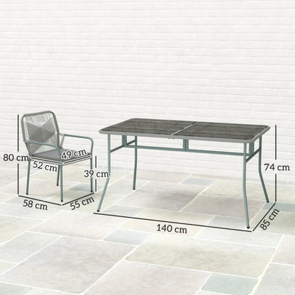 Outsunny Five-Piece PE Rattan Garden Dining Set with Cushions & Stackable Chairs - Light Grey