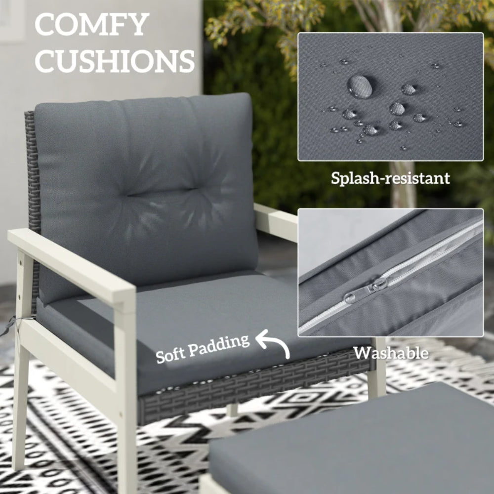 Outsunny Five-Piece Rattan Patio Set, with Wood-Top Table - Grey