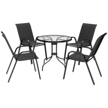 Outsunny Five-Piece Steel Patio Set, with Glass-Top Table 22