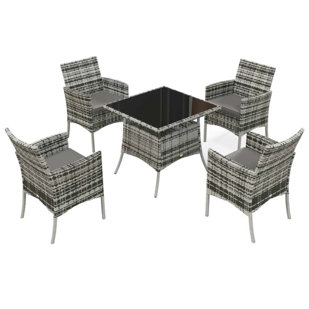 Outsunny Five-Pieces Rattan Dining Set - Mixed Grey