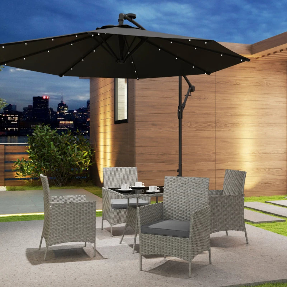 Outsunny Five-Pieces Rattan Dining Set with Tempered Glass-top Table - Light Grey