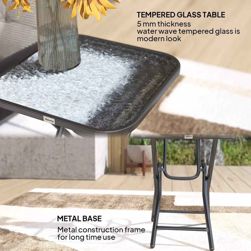 Outsunny Foldable Garden Table Square Folding Table for Patio Garden 45 x 45 x 50Hcm Black 7