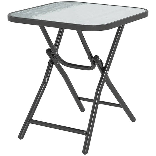 Outsunny Foldable Garden Table Square Folding Table for Patio Garden 45 x 45 x 50Hcm Black 