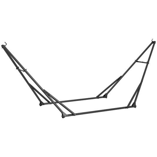 Outsunny Foldable Hammock Stand, Portable Hammock with Metal Frame, 2 in 1 Hammock Net Stand, Hammock Chair Stand with Carry Bag, Load Capacity 120kg, for Patio, Garden, Yard, Black 