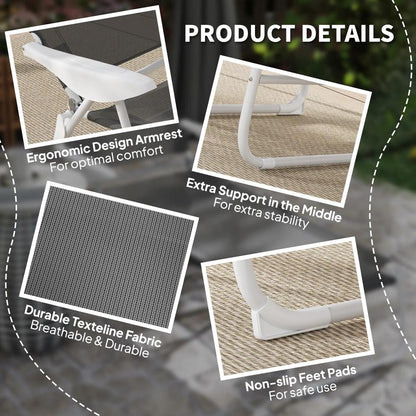 Outsunny Foldable Lounge Chair with 4-Level Adjustable Backrest & Headrest - Charcoal Grey 4