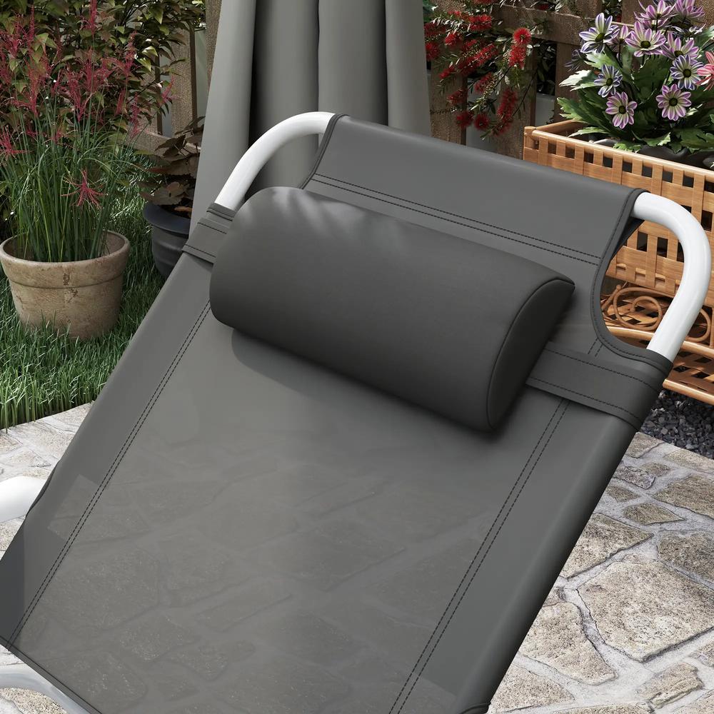Outsunny Foldable Lounge Chair with 4-Level Adjustable Backrest & Headrest - Charcoal Grey 8