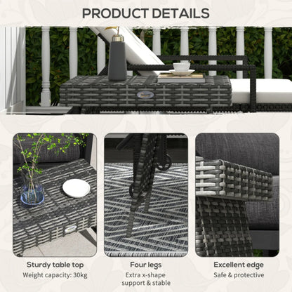 Outsunny Foldable Outdoor Side Table, Rattan Garden Coffee Table with Steel Frame, Space Saving Bistro Garden Furniture for Patio, Balcony, 60 x 41 x 41 cm