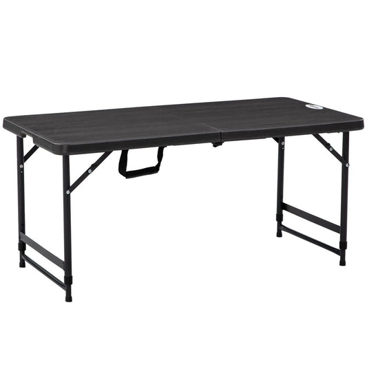 Outsunny Foldable Patio Dining Table for 4, Height Adjustable Outdoor Table for Garden, Lawn, Dark Grey 